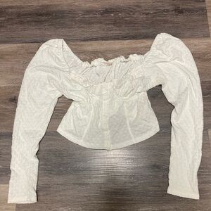 Free People Elegant Cream Off-Shoulder Top